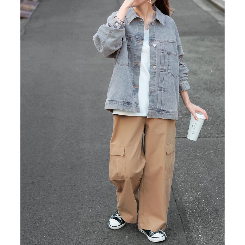 ジャケット アウター ビッグ Gジャン レディース デニム ロング デニムジャケット デニムシャツ ドルマン オーバー 長袖 羽織 | HUG.U | 13