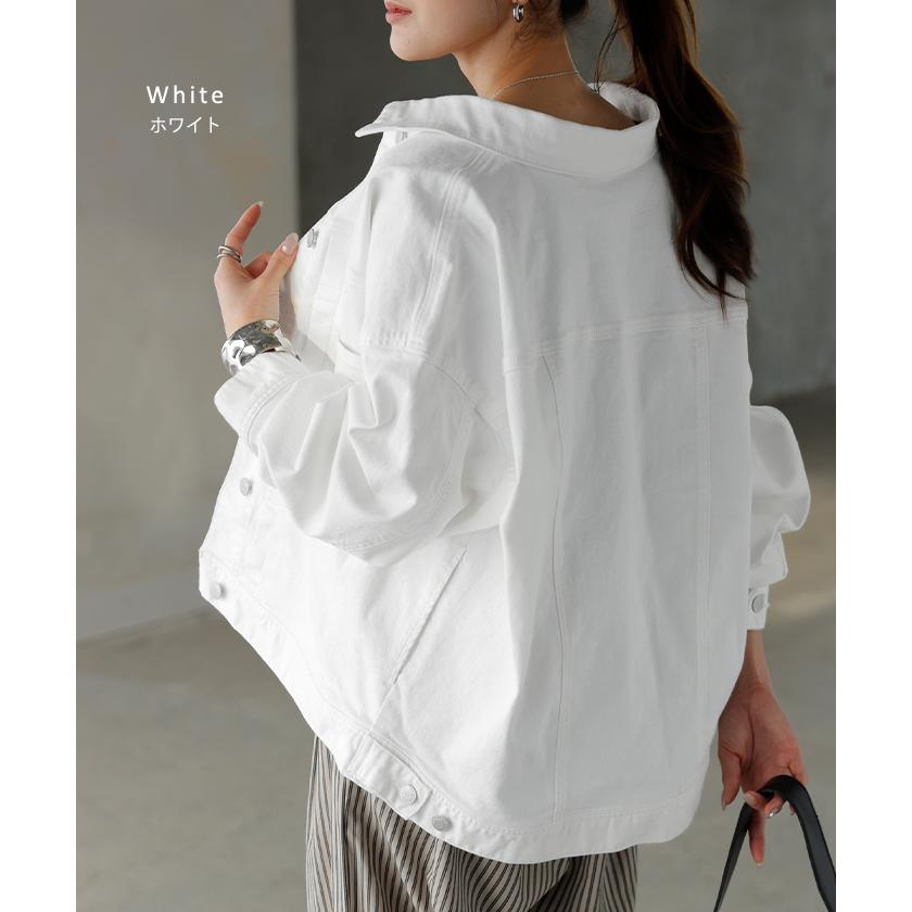 ジャケット アウター ビッグ Gジャン レディース デニム ロング デニムジャケット デニムシャツ ドルマン オーバー 長袖 羽織 | HUG.U | 14