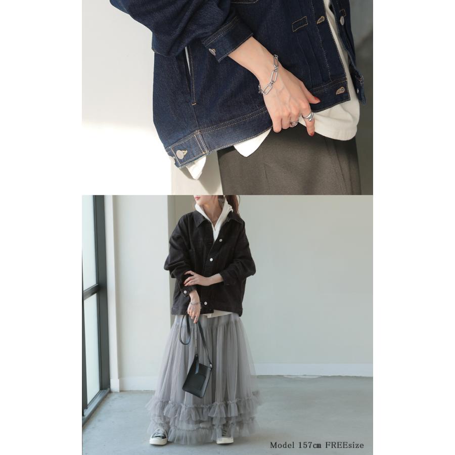 ジャケット アウター ビッグ Gジャン レディース デニム ロング デニムジャケット デニムシャツ ドルマン オーバー 長袖 羽織 | HUG.U | 16