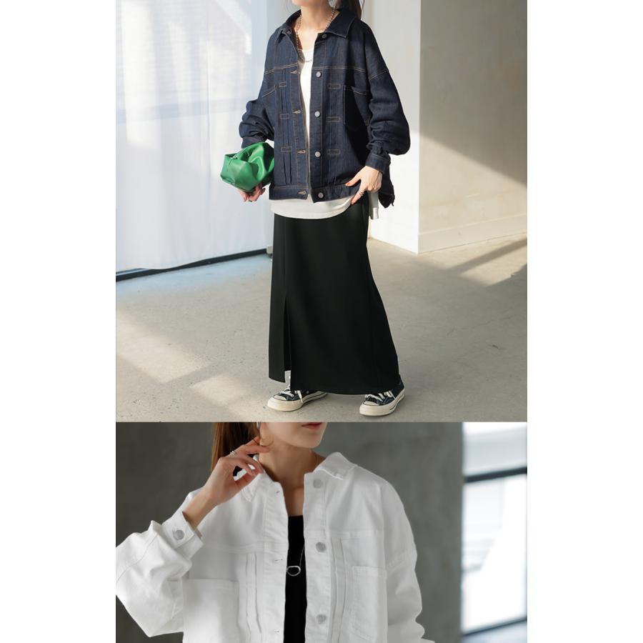 ジャケット アウター ビッグ Gジャン レディース デニム ロング デニムジャケット デニムシャツ ドルマン オーバー 長袖 羽織 | HUG.U | 20