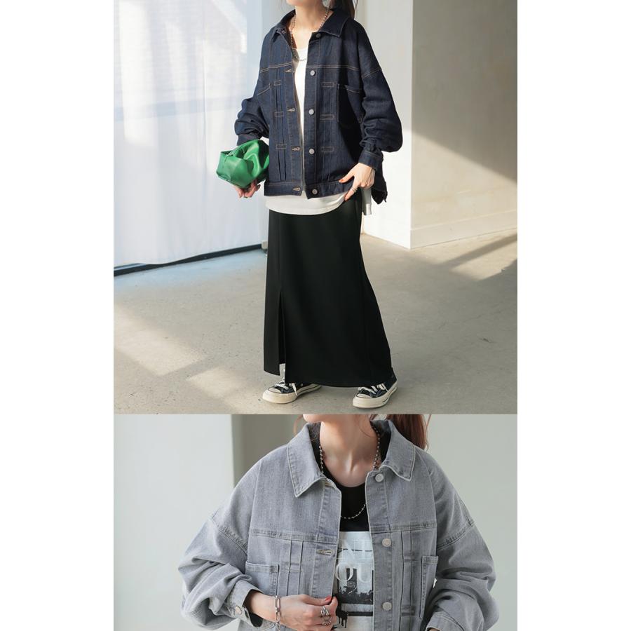 ジャケット アウター ビッグ Gジャン レディース デニム ロング デニムジャケット デニムシャツ ドルマン オーバー 長袖 羽織 | HUG.U | 20