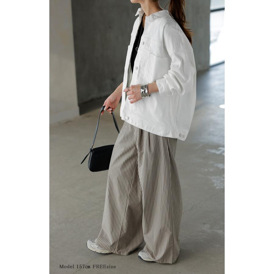 ジャケット アウター ビッグ Gジャン レディース デニム ロング デニムジャケット デニムシャツ ドルマン オーバー 長袖 羽織 | HUG.U | 07