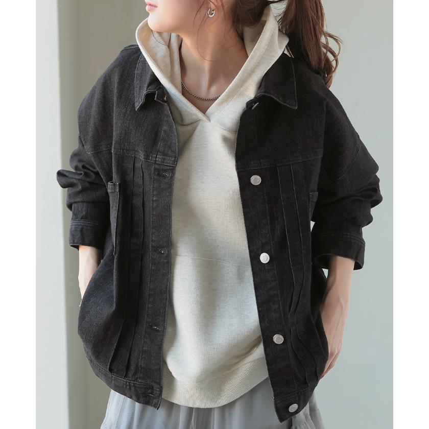 ジャケット アウター ビッグ Gジャン レディース デニム ロング デニムジャケット デニムシャツ ドルマン オーバー 長袖 羽織 | HUG.U | 08