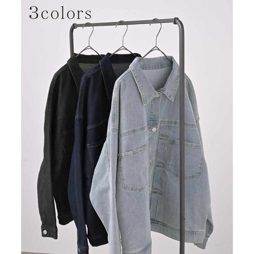ジャケット アウター ビッグ Gジャン レディース デニム ロング デニムジャケット デニムシャツ ドルマン オーバー 長袖 羽織 | HUG.U | 11