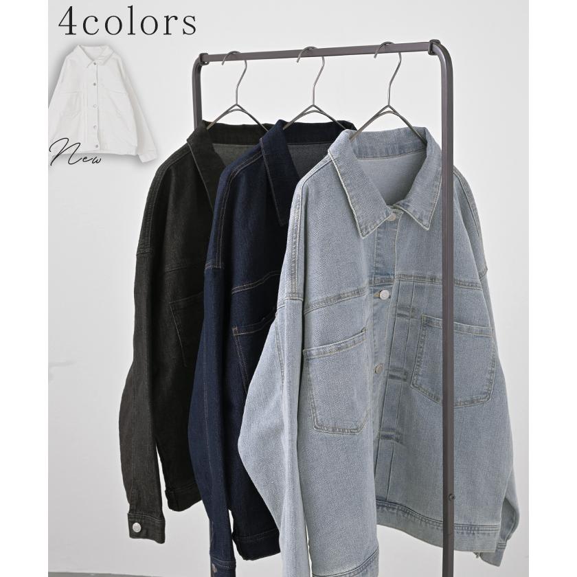 ジャケット アウター ビッグ Gジャン レディース デニム ロング デニムジャケット デニムシャツ ドルマン オーバー 長袖 羽織 | HUG.U | 12