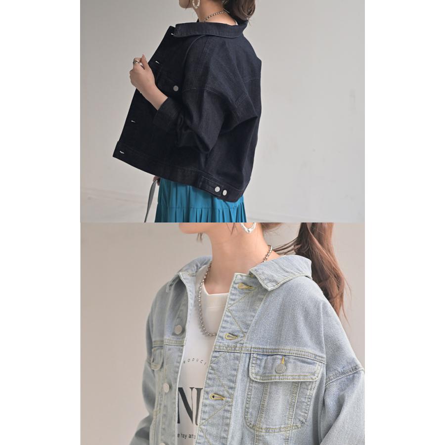 Gジャン ジャスト丈 デニム レディース ジャケット デニムジャケット デニムシャツ オーバー 長袖 羽織 | HUG.U | 13
