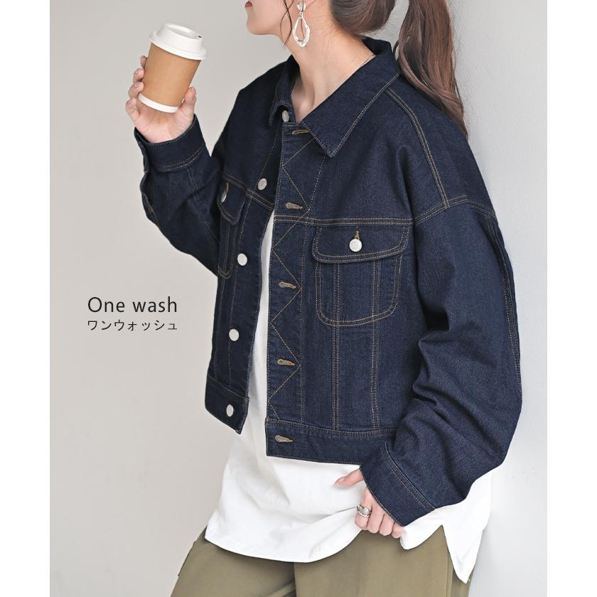 Gジャン ジャスト丈 デニム レディース ジャケット デニムジャケット デニムシャツ オーバー 長袖 羽織 | HUG.U | 16