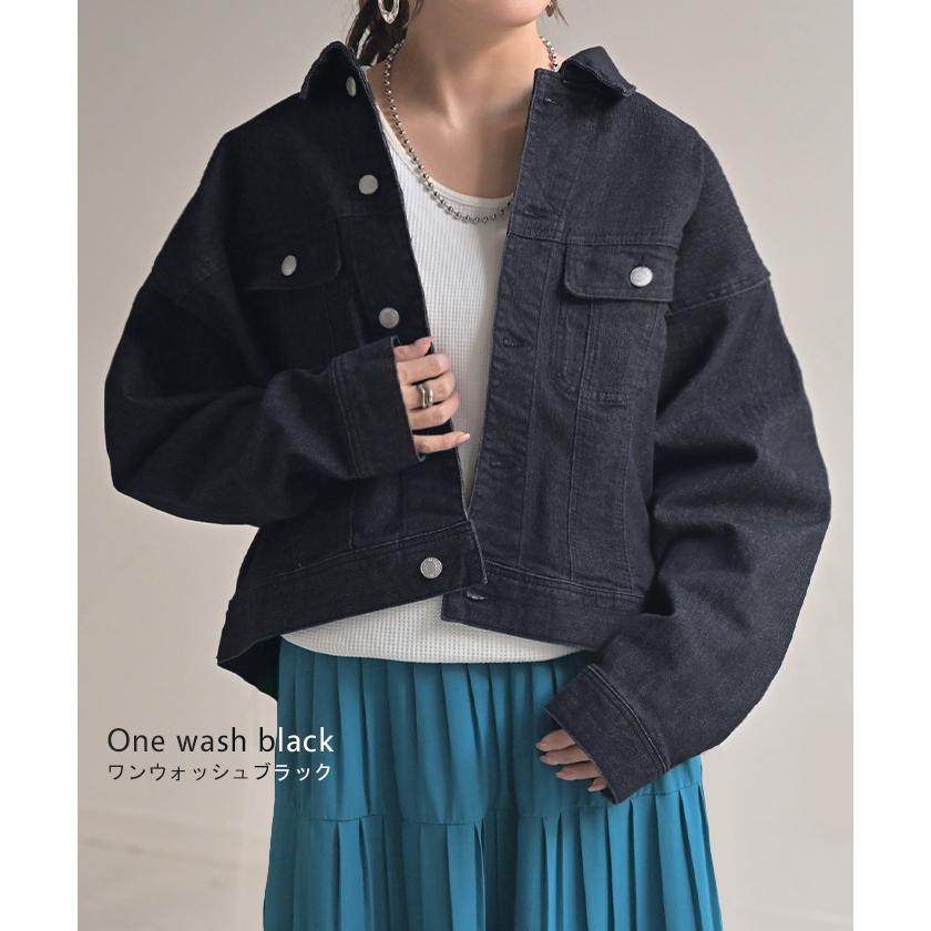 Gジャン ジャスト丈 デニム レディース ジャケット デニムジャケット デニムシャツ オーバー 長袖 羽織 | HUG.U | 17