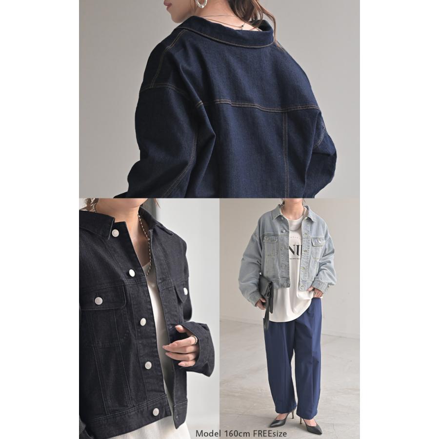 Gジャン ジャスト丈 デニム レディース ジャケット デニムジャケット デニムシャツ オーバー 長袖 羽織 | HUG.U | 19