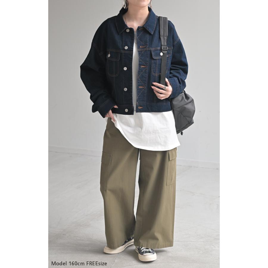 Gジャン ジャスト丈 デニム レディース ジャケット デニムジャケット デニムシャツ オーバー 長袖 羽織 | HUG.U | 08