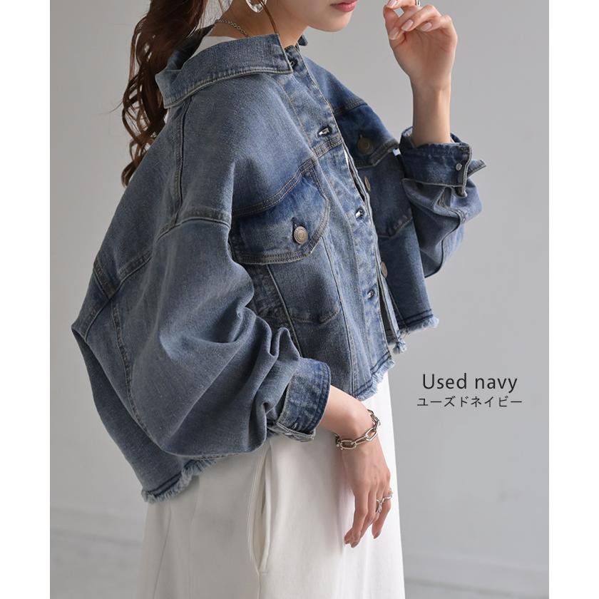Gジャン 良バランス 短め丈 デニム アウター ショート デニムジャケット レディース デニムシャツ | HUG.U | 15