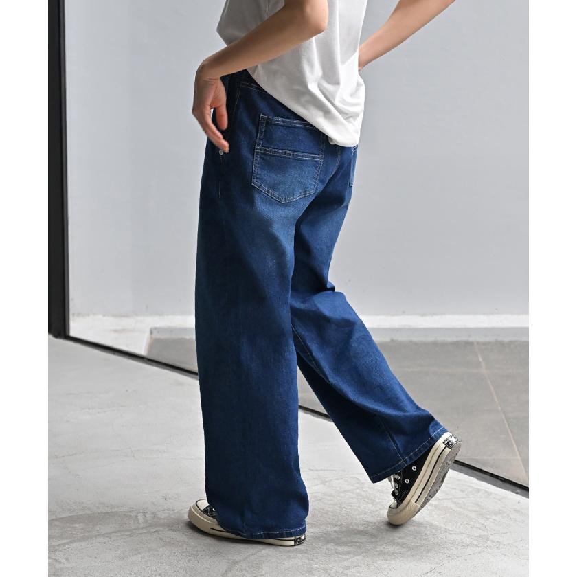 デニム パンツ UVカット 接触冷感 吸水 速乾 デニムパンツ レディース ワイドパンツ ワイド ジーンズ ジーパン ボトムス ボトム ストレート ズボン ハイウエスト | HUG.U | 13