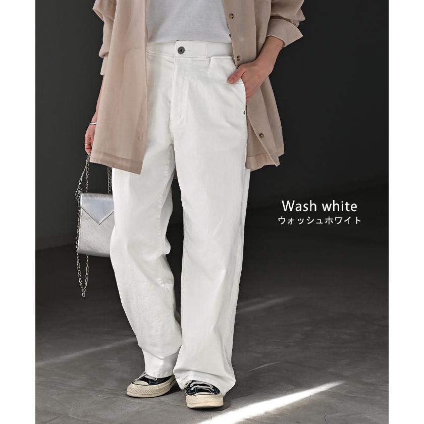 デニム パンツ UVカット 接触冷感 吸水 速乾 デニムパンツ レディース ワイドパンツ ワイド ジーンズ ジーパン ボトムス ボトム ストレート ズボン ハイウエスト | HUG.U | 16