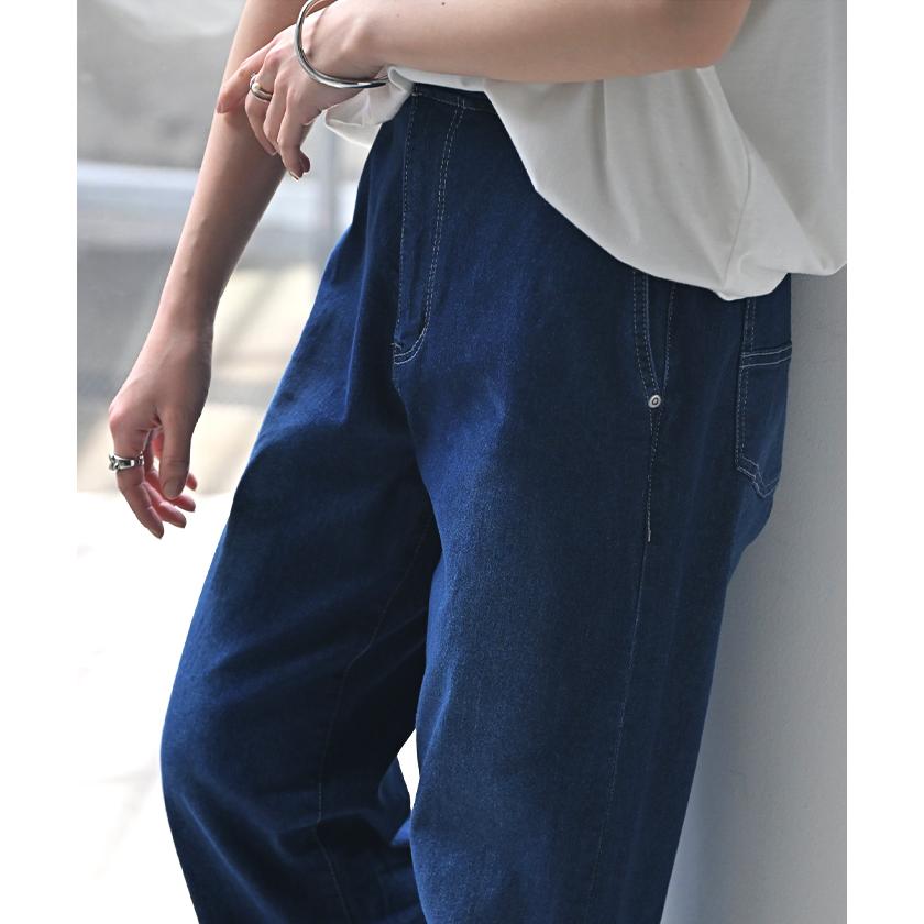 デニム パンツ UVカット 接触冷感 吸水 速乾 デニムパンツ レディース ワイドパンツ ワイド ジーンズ ジーパン ボトムス ボトム ストレート ズボン ハイウエスト | HUG.U | 11