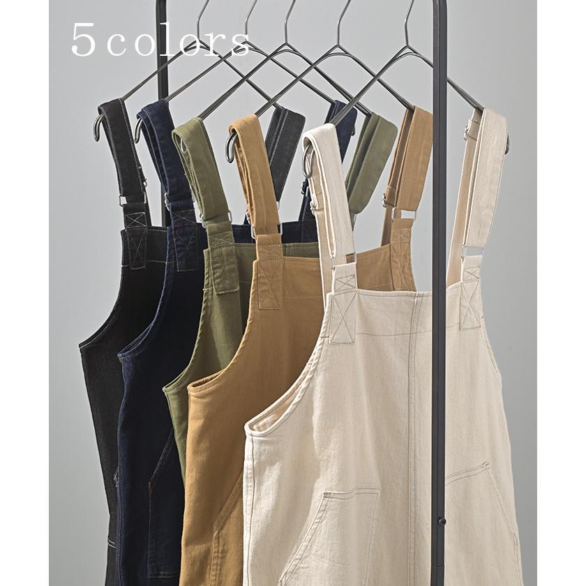 サロペット デニム レディース サロペ パンツ ロング ロングパンツ ノースリーブ オーバー オーバーオール | HUG.U | 14