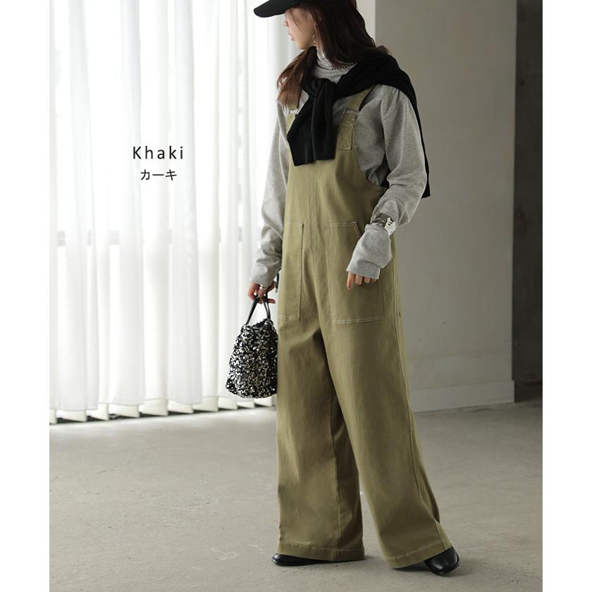 サロペット デニム レディース サロペ パンツ ロング ロングパンツ ノースリーブ オーバー オーバーオール | HUG.U | 15