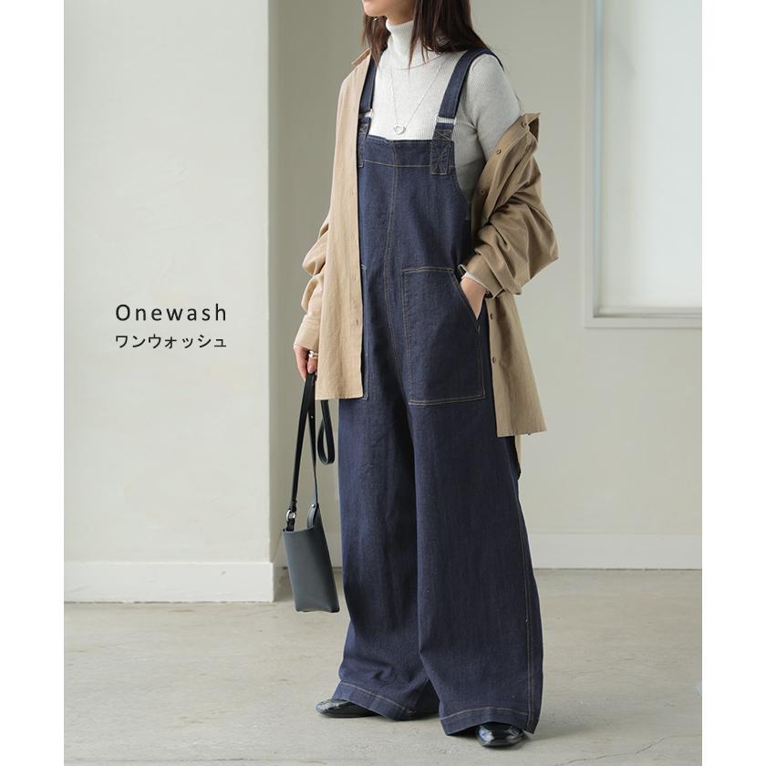 サロペット デニム レディース サロペ パンツ ロング ロングパンツ ノースリーブ オーバー オーバーオール | HUG.U | 16