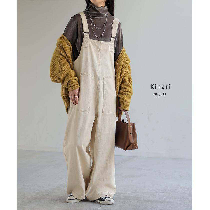 サロペット デニム レディース サロペ パンツ ロング ロングパンツ ノースリーブ オーバー オーバーオール | HUG.U | 19