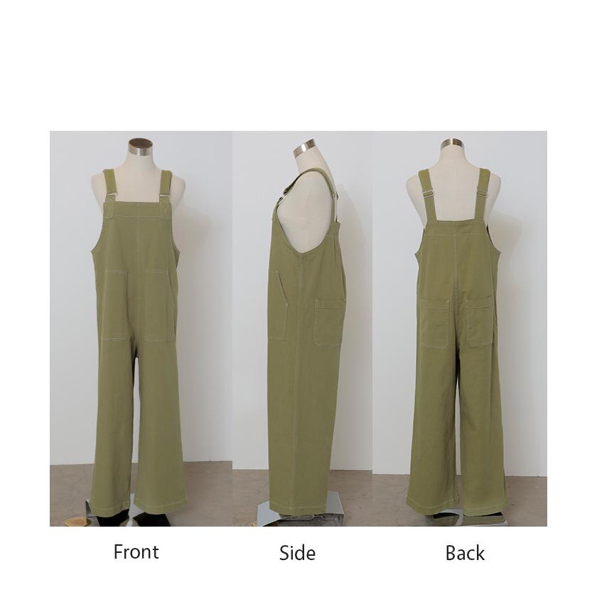 サロペット デニム レディース サロペ パンツ ロング ロングパンツ ノースリーブ オーバー オーバーオール | HUG.U | 24