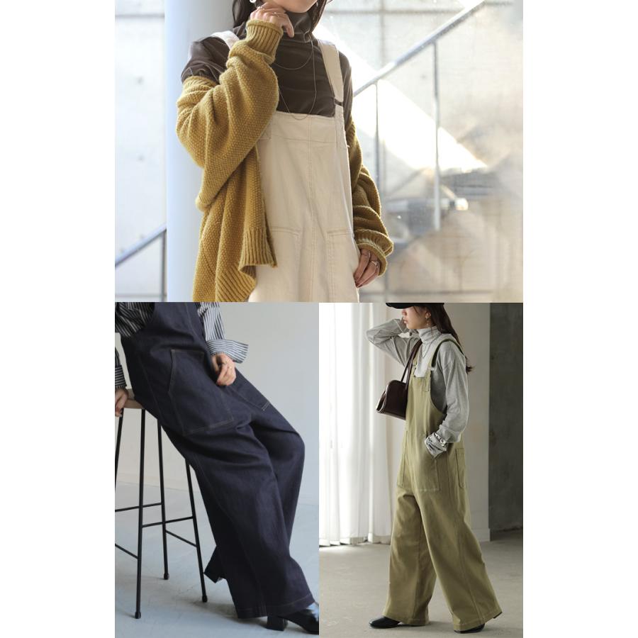 サロペット デニム レディース サロペ パンツ ロング ロングパンツ ノースリーブ オーバー オーバーオール | HUG.U | 11