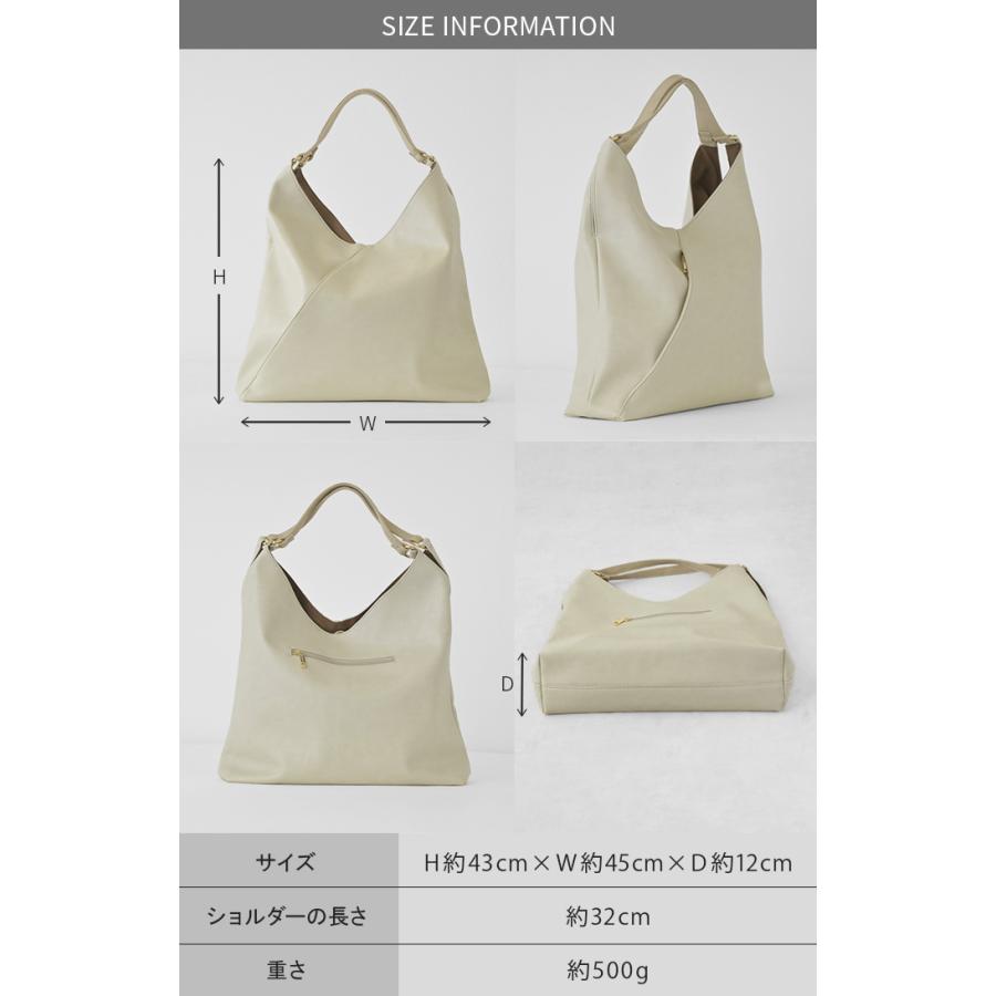 トート バッグ 本革 風 トライアングル レディース トートバッグ 大容量 レザー 風 ポケット かばん 鞄 無地 | HUG.U | 18