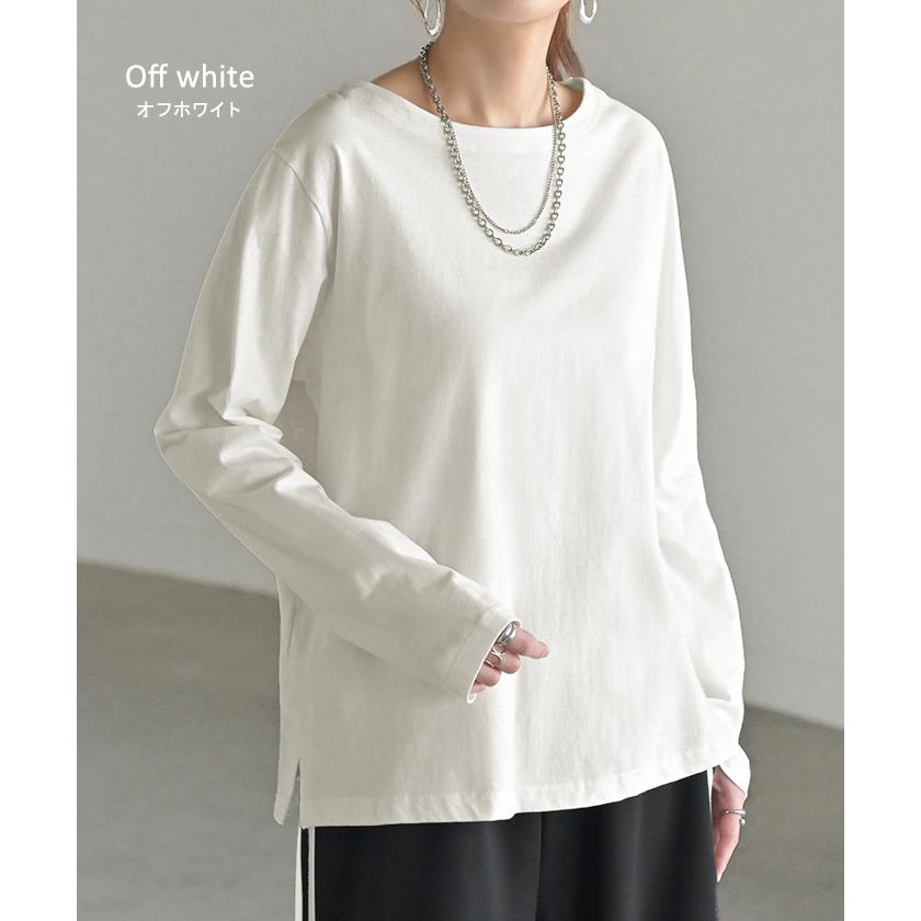 トップス ロンT 綿100 コーマ糸 レディース トップス 長袖 Tシャツ カットソー ロング ティーシャツ チュニック ビッグ | HUG.U | 18