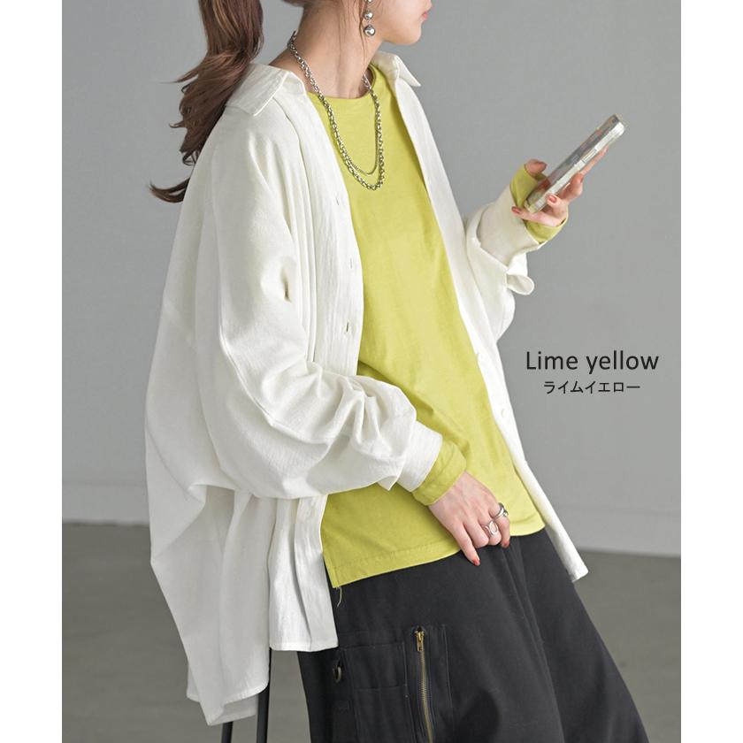 トップス ロンT 綿100 コーマ糸 レディース トップス 長袖 Tシャツ カットソー ロング ティーシャツ チュニック ビッグ | HUG.U | 19