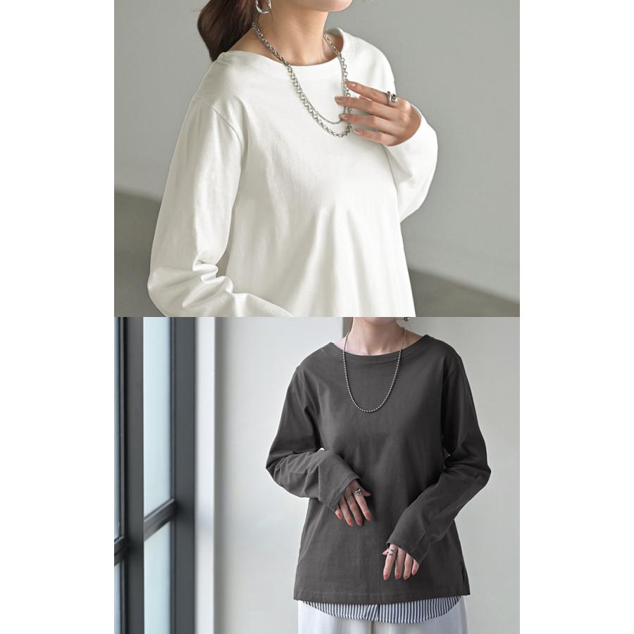 トップス ロンT 綿100 コーマ糸 レディース トップス 長袖 Tシャツ カットソー ロング ティーシャツ チュニック ビッグ | HUG.U | 11