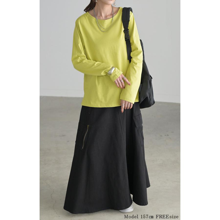 トップス ロンT 綿100 コーマ糸 レディース トップス 長袖 Tシャツ カットソー ロング ティーシャツ チュニック ビッグ | HUG.U | 12