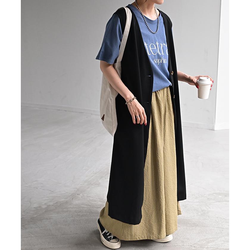 パンツ ワイド ストライプ レディース ワイドパンツ ロング ロングパンツ 体型カバー ボトムス ボトム ストレート | HUG.U | 16