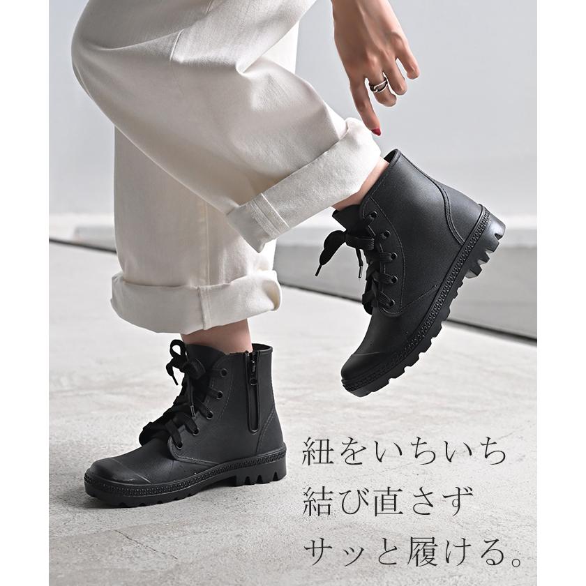 レインブーツ ブーツ 撥水 ヒール レディース 靴 厚底ブーツ 厚底 シューズ 歩きやすい サイドジップ ハイカット | HUG.U | 12