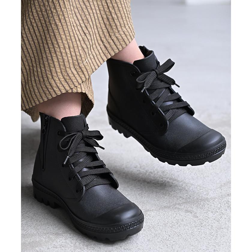 レインブーツ ブーツ 撥水 ヒール レディース 靴 厚底ブーツ 厚底 シューズ 歩きやすい サイドジップ ハイカット | HUG.U | 05