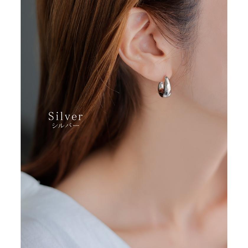 033At【高品質✨】ぷっくりフープピアス　シルバー　しずく　ユニセックス　ペア 033Ac【高品質✨】フープピアス ぷっくり ペア 男女 ユニ