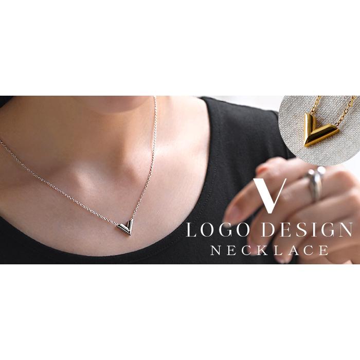 ネックレス V字 ロゴ モチーフ レディース アクセサリー チェーン ロング ロングネックレス オブジェ 錆びにくい | HUG.U | 17