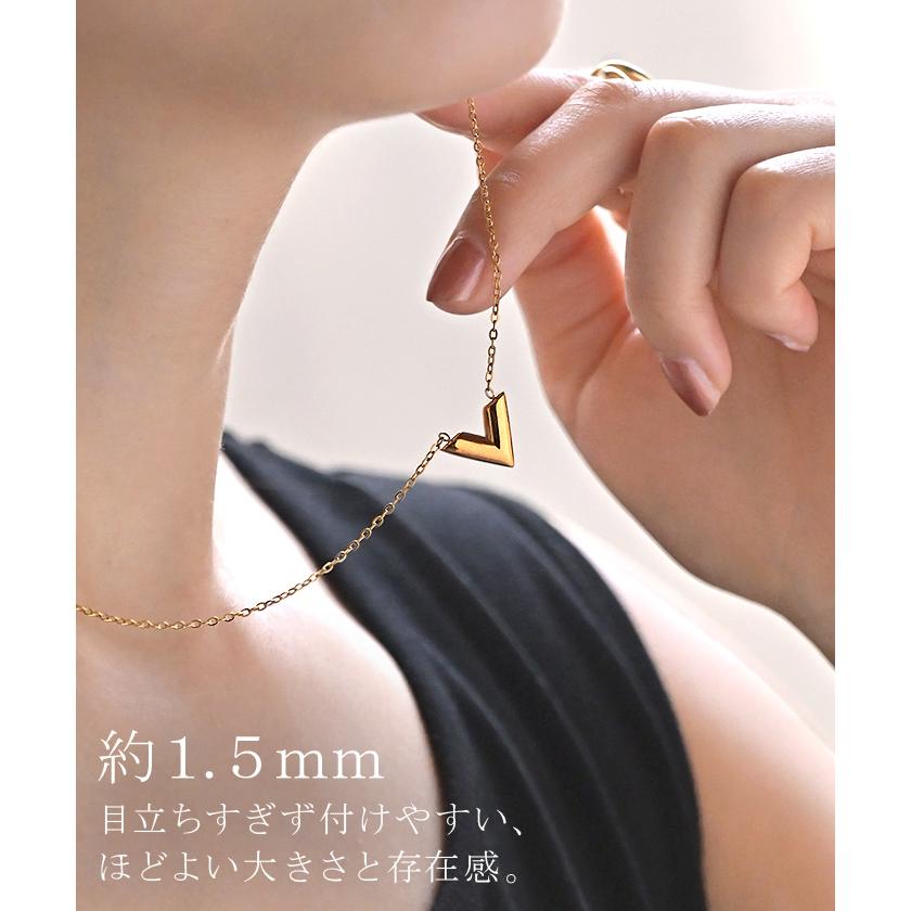 ネックレス V字 ロゴ モチーフ レディース アクセサリー チェーン ロング ロングネックレス オブジェ 錆びにくい | HUG.U | 07