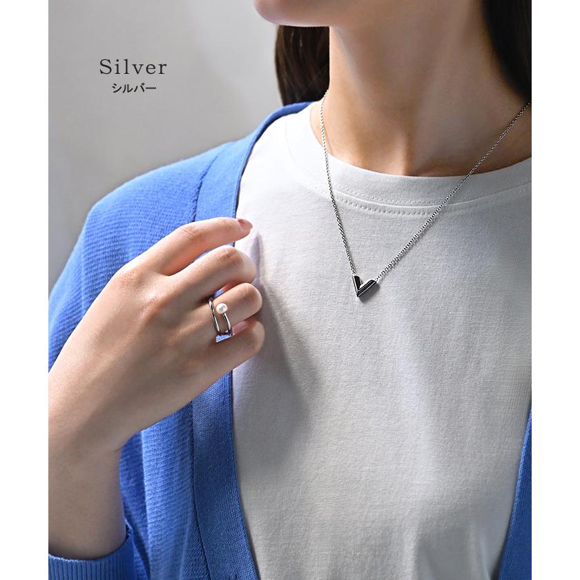 ネックレス V字 ロゴ モチーフ レディース アクセサリー チェーン ロング ロングネックレス オブジェ 錆びにくい | HUG.U | 09