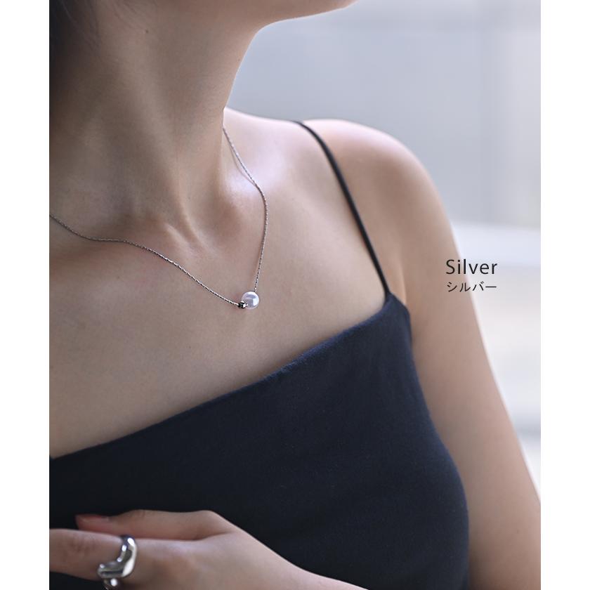 ネックレス パール モチーフ レディース アクセサリー チェーン ロング ロングネックレス オブジェ 錆びにくい ボール シルバー ゴールド アクセ ジュエリー | HUG.U | 12