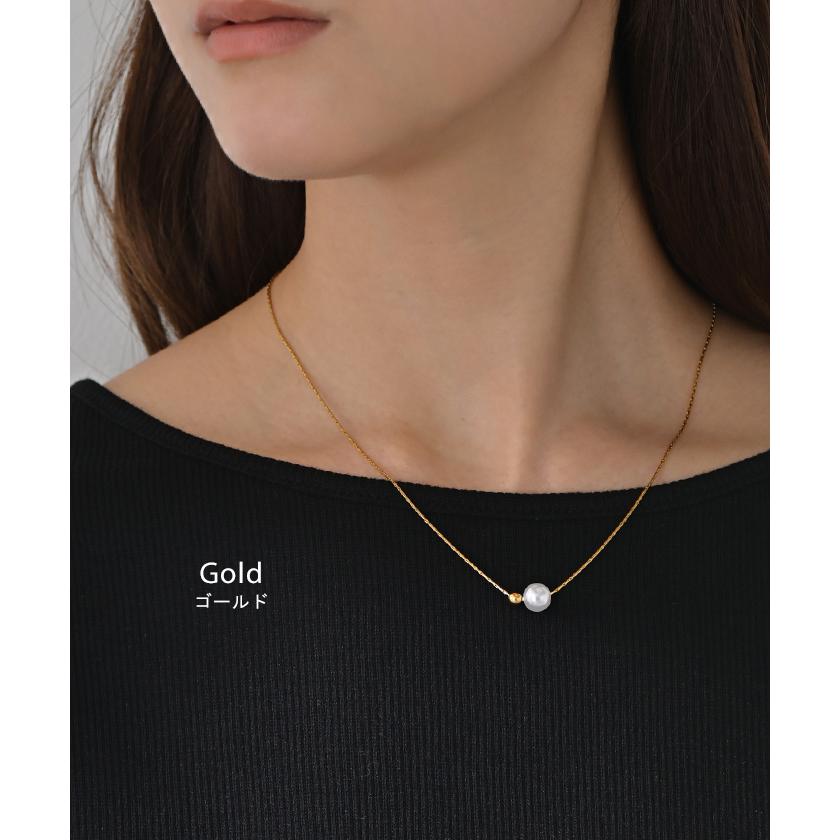 ネックレス パール モチーフ レディース アクセサリー チェーン ロング ロングネックレス オブジェ 錆びにくい ボール シルバー ゴールド アクセ ジュエリー | HUG.U | 10