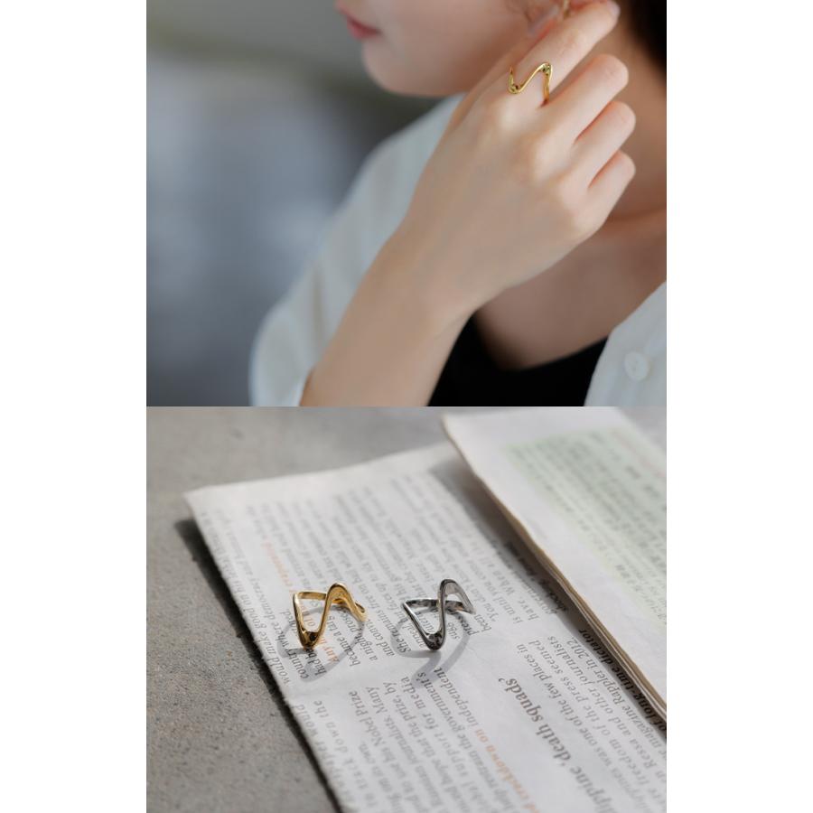 リング サージカルステンレス アクセサリー シルバー ゴールド 錆びにくい 金属アレルギー 金アレ ウェーブ シルバーアクセサリー アクセ 指輪 アレルギー対応 | HUG.U | 13