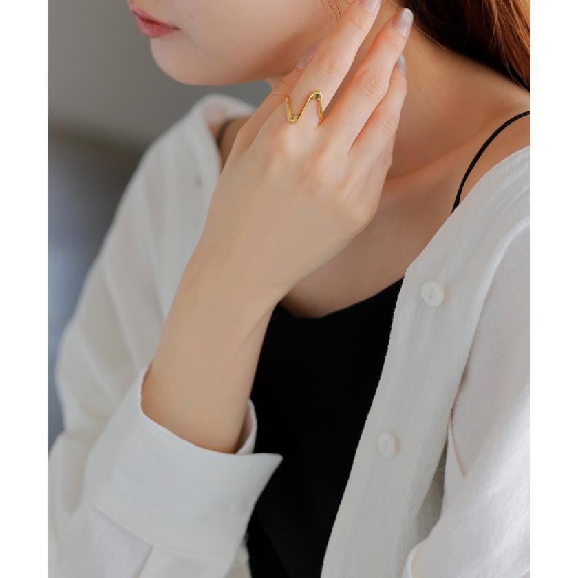 リング サージカルステンレス アクセサリー シルバー ゴールド 錆びにくい 金属アレルギー 金アレ ウェーブ シルバーアクセサリー アクセ 指輪 アレルギー対応 | HUG.U | 03