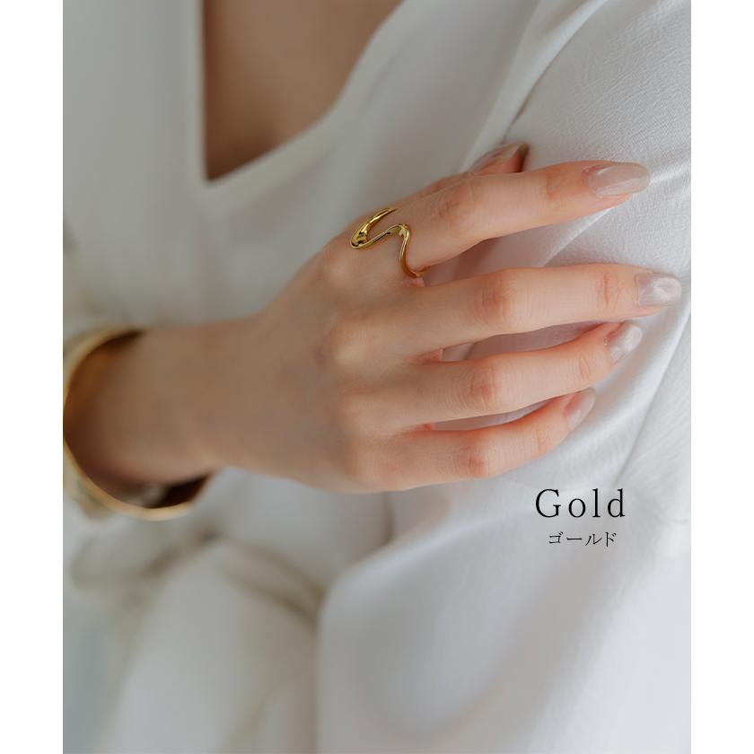 リング サージカルステンレス アクセサリー シルバー ゴールド 錆びにくい 金属アレルギー 金アレ ウェーブ シルバーアクセサリー アクセ 指輪 アレルギー対応 | HUG.U | 08
