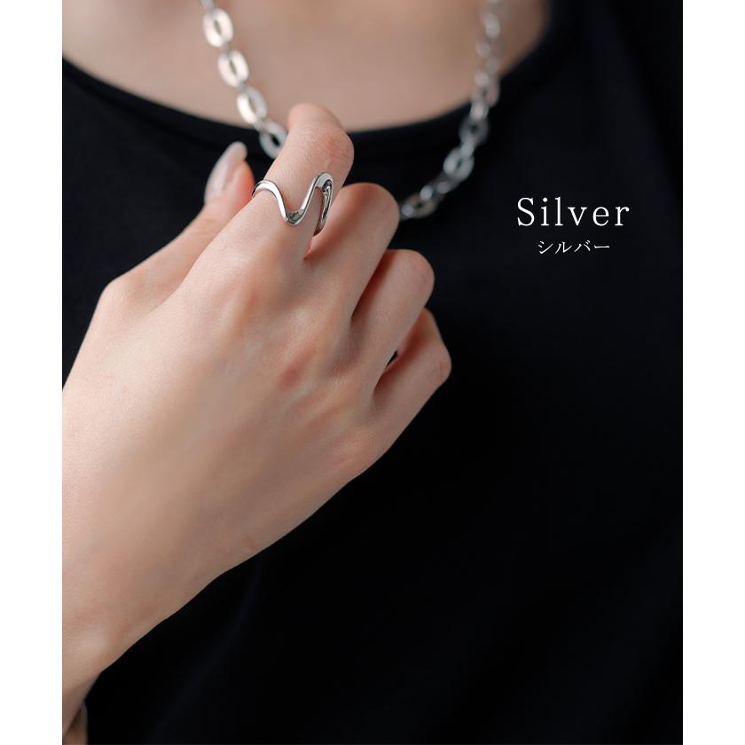 リング サージカルステンレス アクセサリー シルバー ゴールド 錆びにくい 金属アレルギー 金アレ ウェーブ シルバーアクセサリー アクセ 指輪 アレルギー対応 | HUG.U | 09