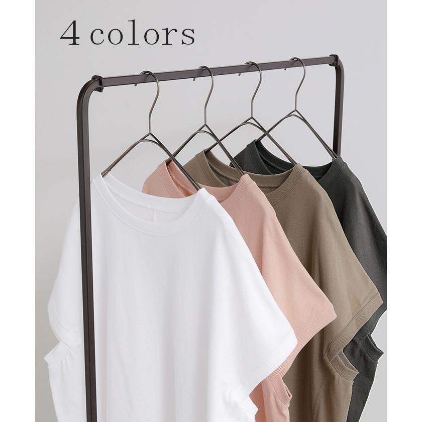Tシャツ 綿100％ レディース トップス 半袖 カットソー ロング ティーシャツ チュニック ビッグ プラスサイズ クルーネック レイヤード 長い ゆったり 天竺 | HUG.U | 15