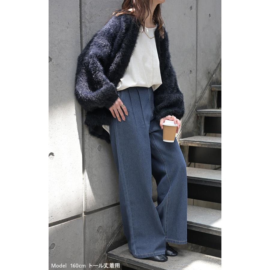 デニム タック パンツ デニムパンツ レディース ワイドパンツ ワイド ジーンズ ジーパン タックパンツ 体型カバー ボトムス ボトム | HUG.U | 05