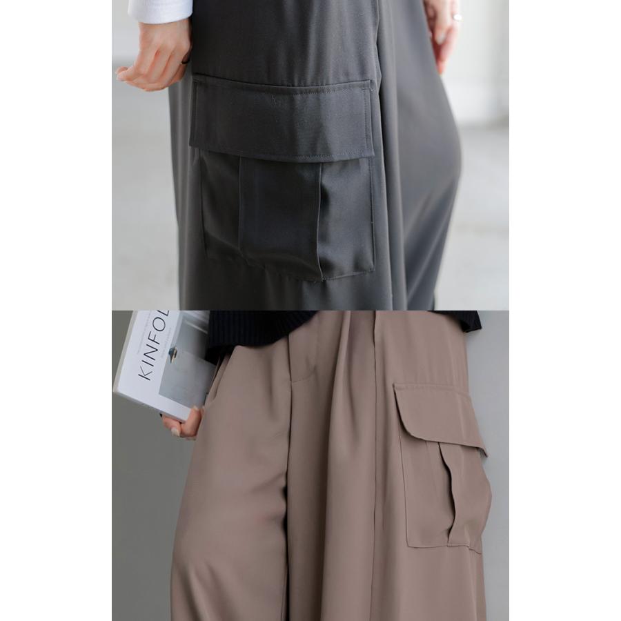 パンツ スカパン 体型カバー ワイド レディース ワイドパンツ カーゴパンツ ウエストゴム スカート ロング | HUG.U | 13