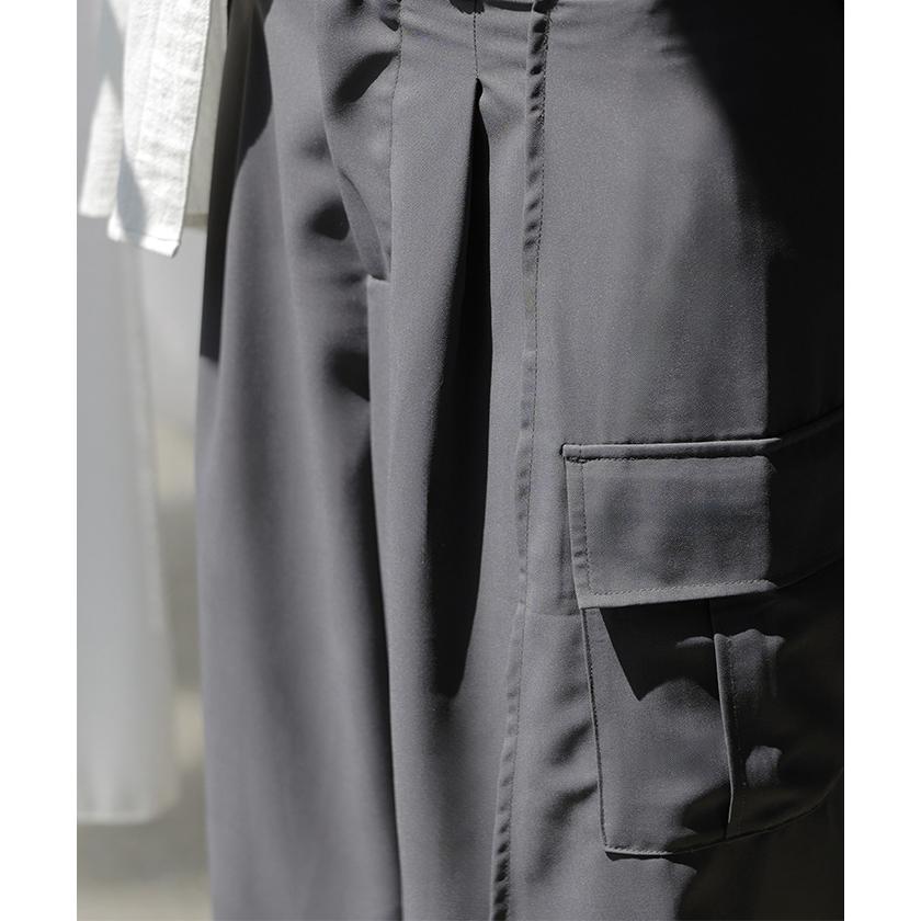 パンツ スカパン 体型カバー ワイド レディース ワイドパンツ カーゴパンツ ウエストゴム スカート ロング | HUG.U | 15