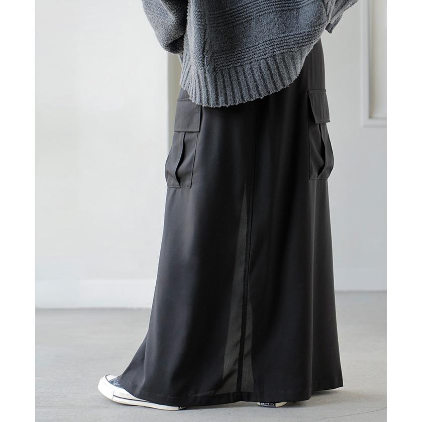 パンツ スカパン 体型カバー ワイド レディース ワイドパンツ カーゴパンツ ウエストゴム スカート ロング | HUG.U | 18