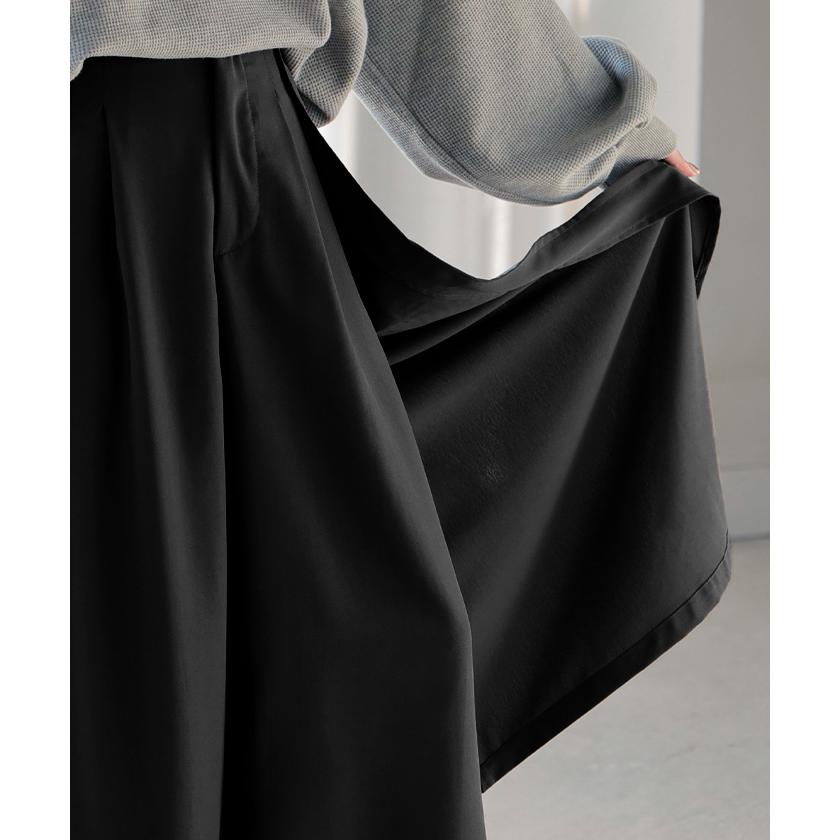 パンツ スカパン 体型カバー ワイド レディース ワイドパンツ カーゴパンツ ウエストゴム スカート ロング | HUG.U | 19