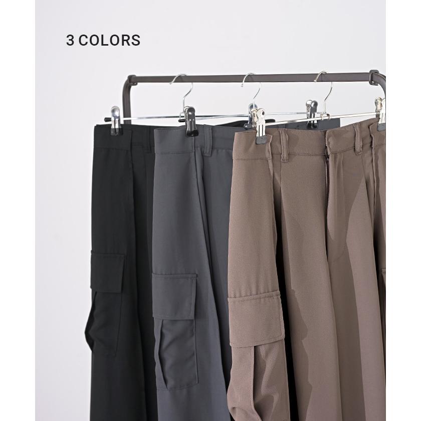 パンツ スカパン 体型カバー ワイド レディース ワイドパンツ カーゴパンツ ウエストゴム スカート ロング | HUG.U | 11