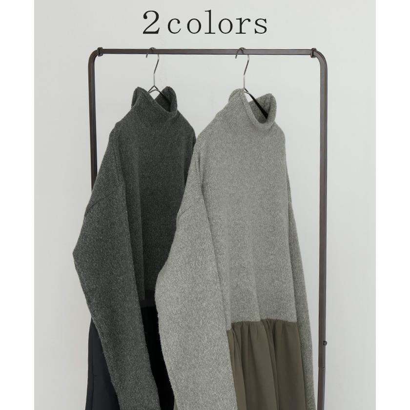 ワンピース ニット ドッキング レディース ワンピ ロング セーター ニットワンピース ニットワンピ | HUG.U | 11